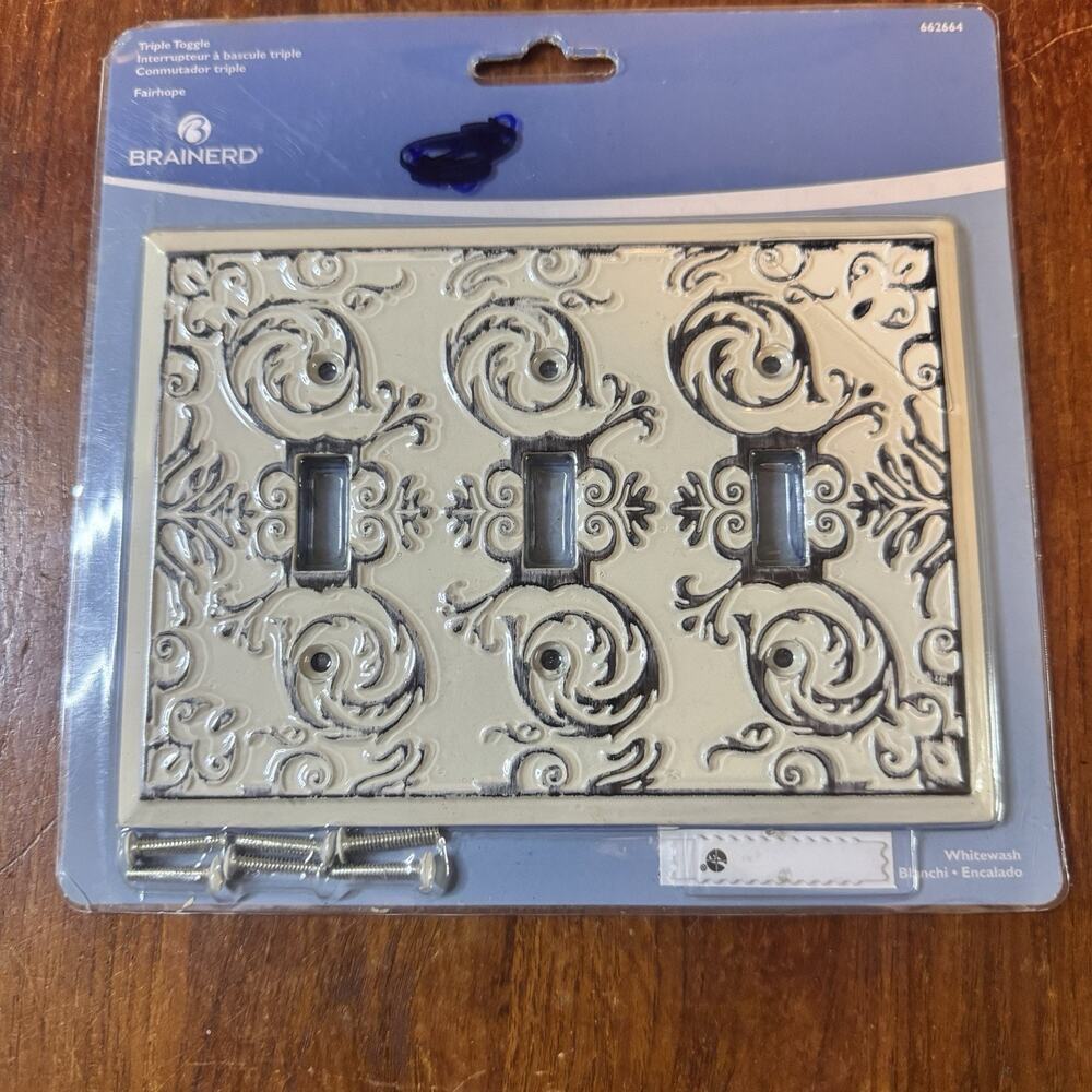 White Wash Triple Toggle Wall Plate Triple Switch Plate Fairhope